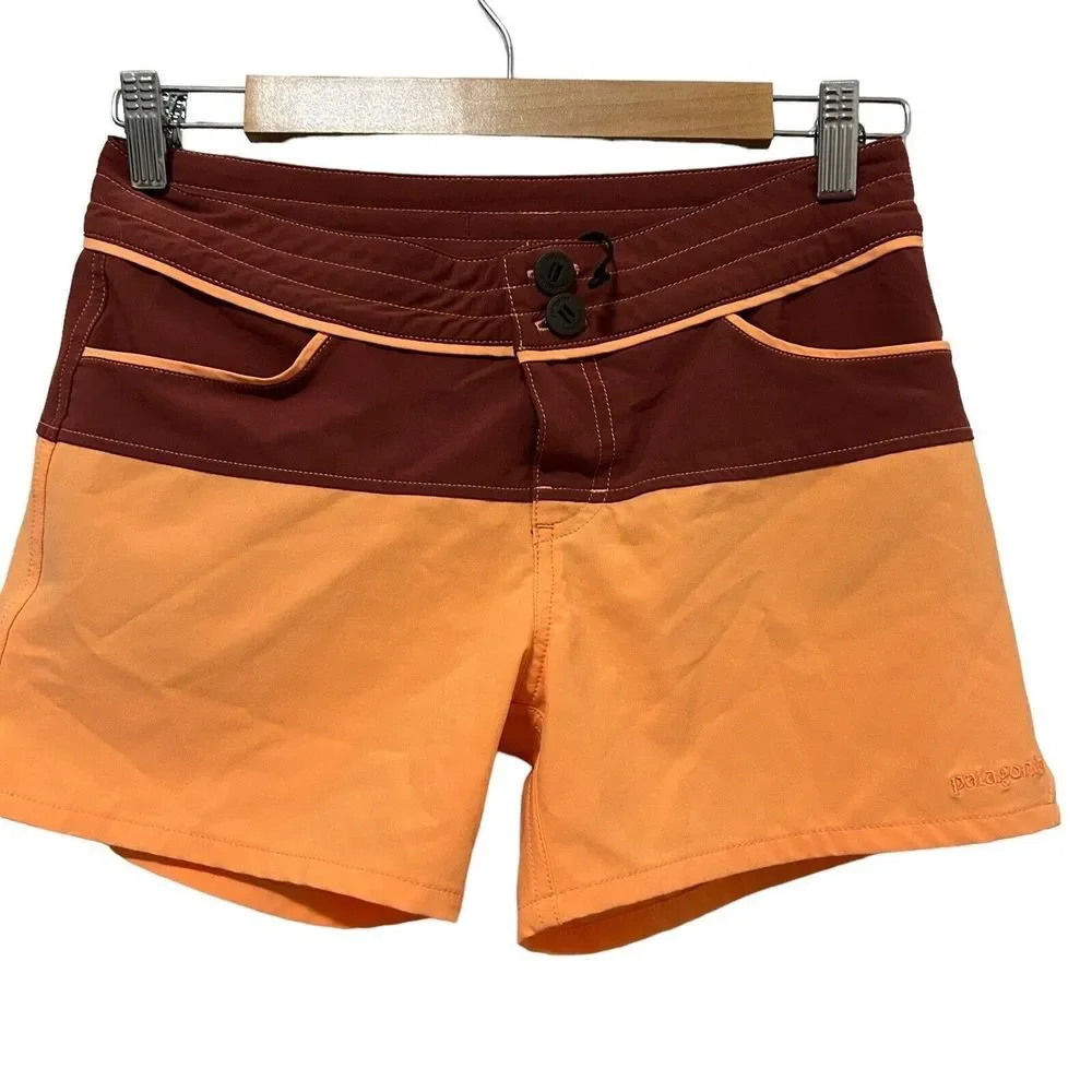 Patagonia Shorts Button Meridian Colorblock Orange Women's Size 0